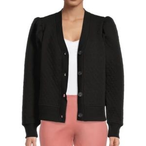 Time and Tru Women’s Black Quilted Puff Sleeve Top Small (4-6) NEW